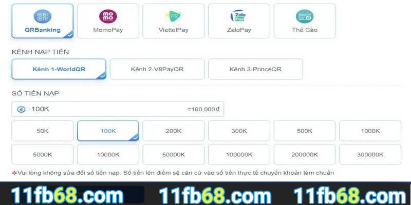 Cách nạp tiền FB68 nhanh chóng qua QR Banking